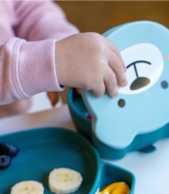 TUM TUM Silikon Vakumlu Kapaklı Kase ve Kaşık Seti // Boris Bear