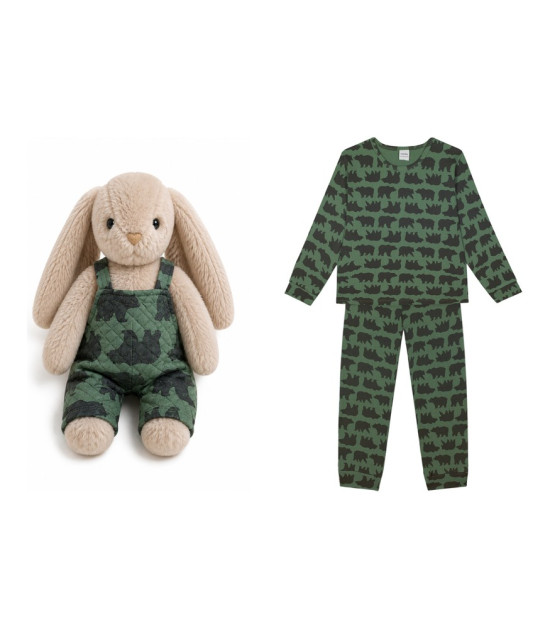 Antebies & Velvet Bunny Pijama Takımı ve Peluş Tavşan Hediye Seti // Orman Ayıları