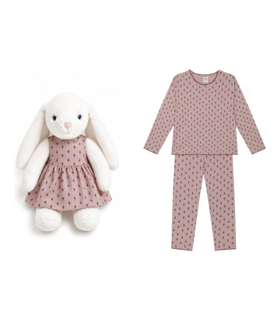 Antebies & Velvet Bunny Pijama Takımı ve Peluş Tavşan Hediye Seti // Minik Güller