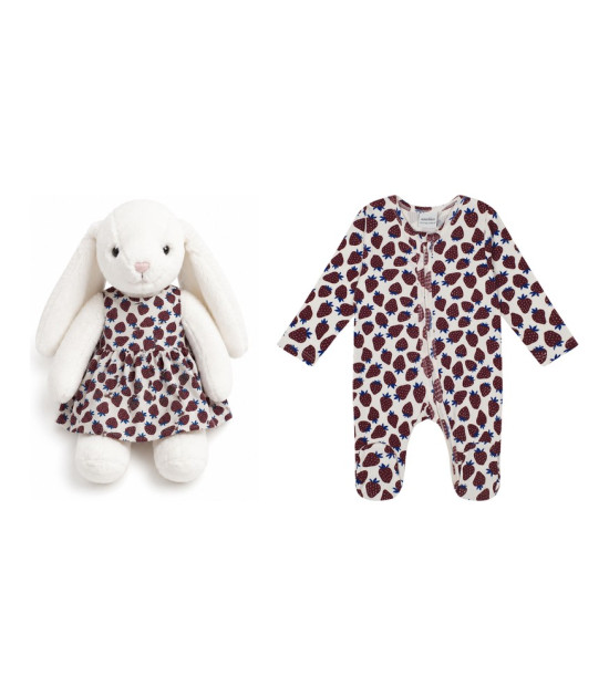 Antebies & Velvet Bunny Bebek Tulumu ve Peluş Tavşan Hediye Seti // Çilek Tarlası
