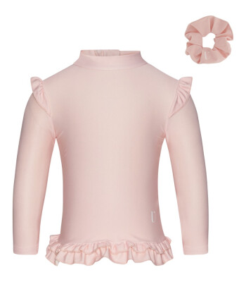 Vanilla Copenhagen Kız &Ccedil;ocuk UV Korumalı Fırfırlı Tiş&ouml;rt Mayo // Frill Rose