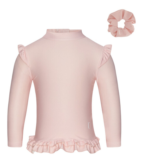 Vanilla Copenhagen Kız &Ccedil;ocuk UV Korumalı Fırfırlı Tiş&ouml;rt Mayo // Frill Rose