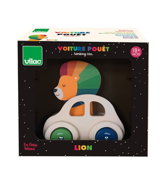 Vilac Sesli Ahşap Araba // Aslan