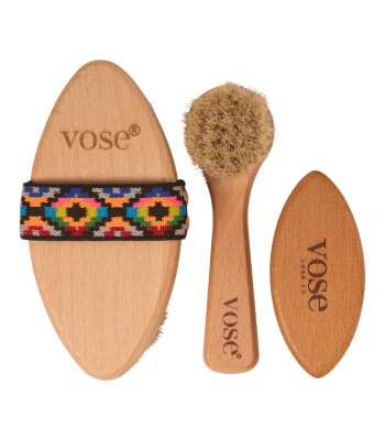 Vose Doğal At Kılı Fırça Set // Yüz Fırçası - Tırnak Fırçası - Selülit Fırçası (Tulip)