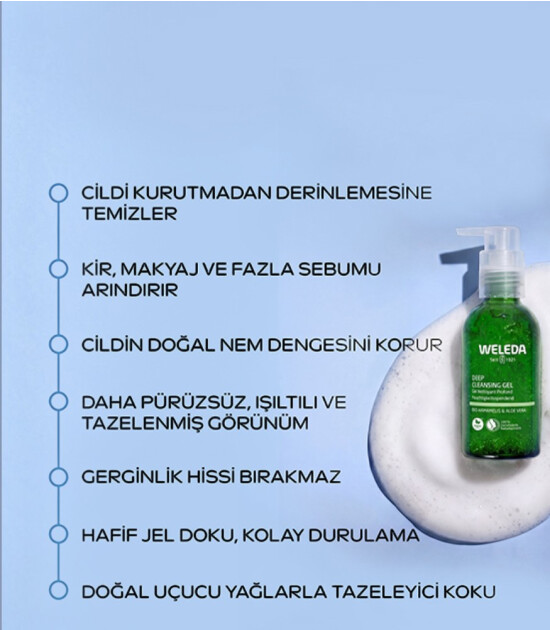 Weleda Deep Cleansing Gel Organik Derinlemesine Y&uuml;z Temizleme Jeli
