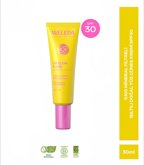 Weleda UV Glow Fluid LSF30 %100 Mineral Doğal Y&uuml;z G&uuml;neş Kremi (SPF30)