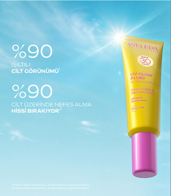 Weleda UV Glow Fluid LSF30 %100 Mineral Doğal Y&uuml;z G&uuml;neş Kremi (SPF30)