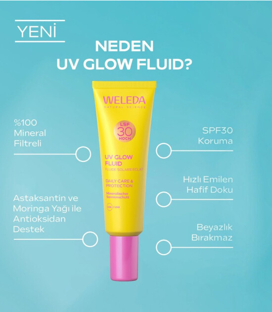 Weleda UV Glow Fluid LSF30 %100 Mineral Doğal Y&uuml;z G&uuml;neş Kremi (SPF30)