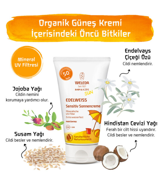 Weleda Mineral Filtreli Bebek ve Çocuk Güneş Kremi (SPF50)