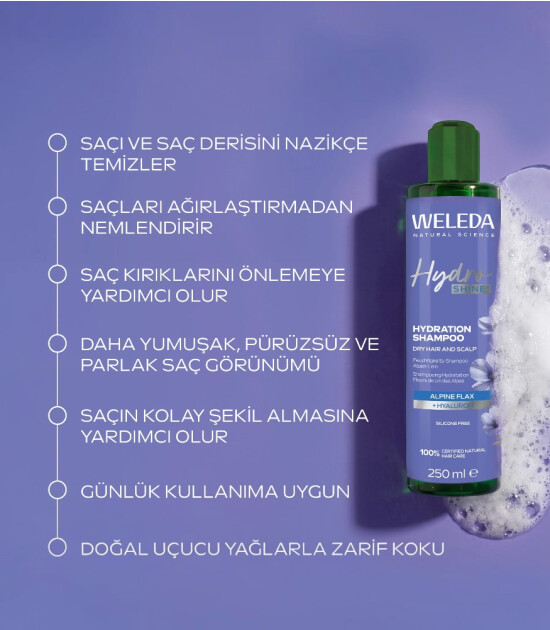 Weleda Hydro Shine Hydration Shampoo Organik Işıltı Veren Nemlendirici Şampuan