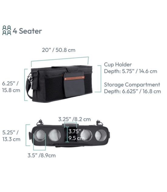 Wonderfold Bardak Tutuculu Ebeveyn Konsolu (4 Adet) // Gri