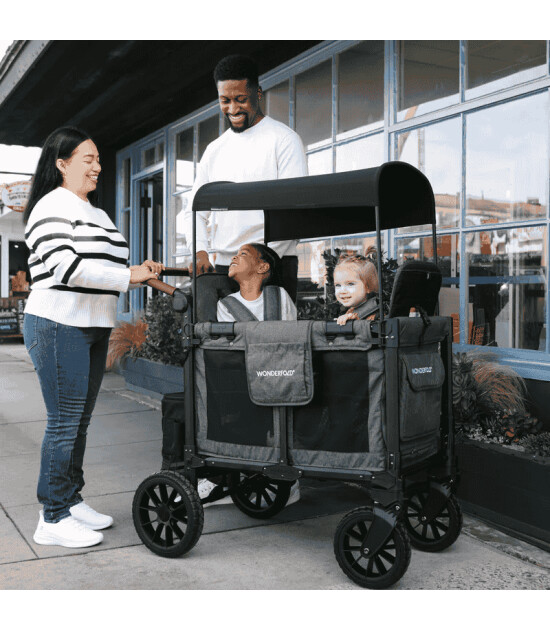 Wonderfold W2 Luxe Pro İkili Bebek Arabası Vagonu - K&ouml;m&uuml;r Grisi