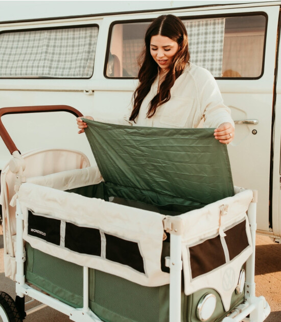 Wonderfold VW2 Volkswagen İkili Bebek Arabası Vagonu - Haki Yeşil