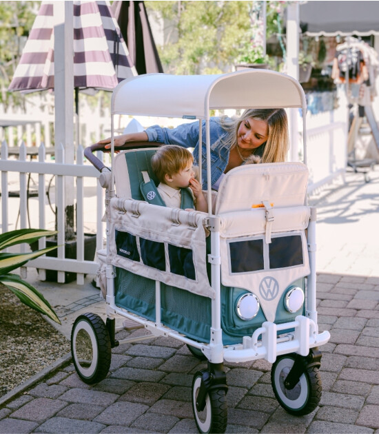 Wonderfold VW2 Volkswagen İkili Bebek Arabası Vagonu - Haki Yeşil