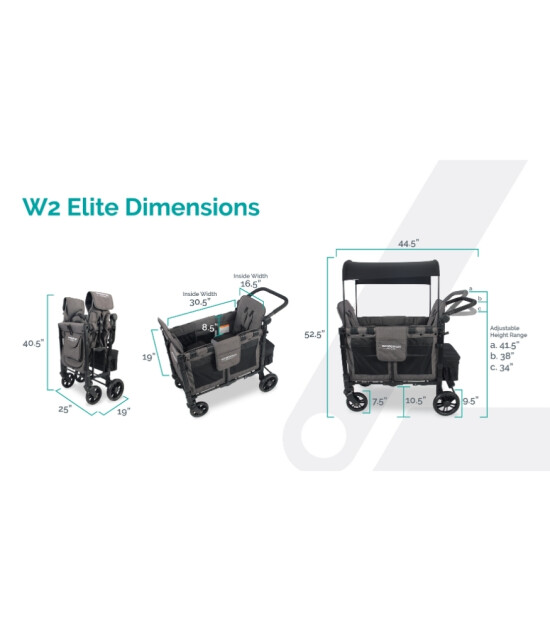 Wonderfold W2 Elite İkili Bebek Arabası Vagonu - Kömür Grisi