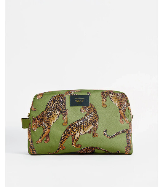 Wouf Olive Leopard - Büyük Makyaj Çantası