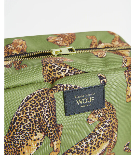 Wouf Olive Leopard - Büyük Makyaj Çantası