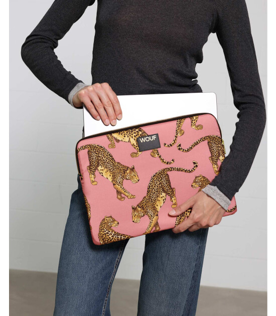 Wouf Laptop Sleeve Kılıf (15-16 inch) // Blush Leopard