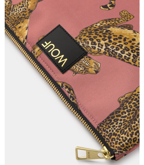 Wouf Pouch Bag Portf&ouml;y &Ccedil;anta XL // Blush Leopard