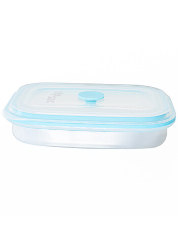 Zipsac Silikon Katlanabilir Gıda Saklama Kabı (600 ml) // Mavi