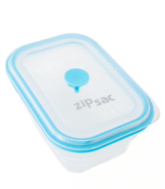 Zipsac Silikon Katlanabilir Gıda Saklama Kabı (600 ml) // Mavi
