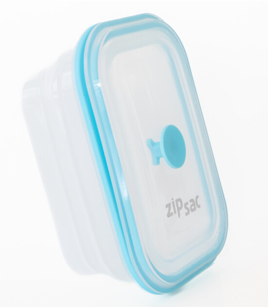 Zipsac Silikon Katlanabilir Gıda Saklama Kabı (600 ml) // Mavi