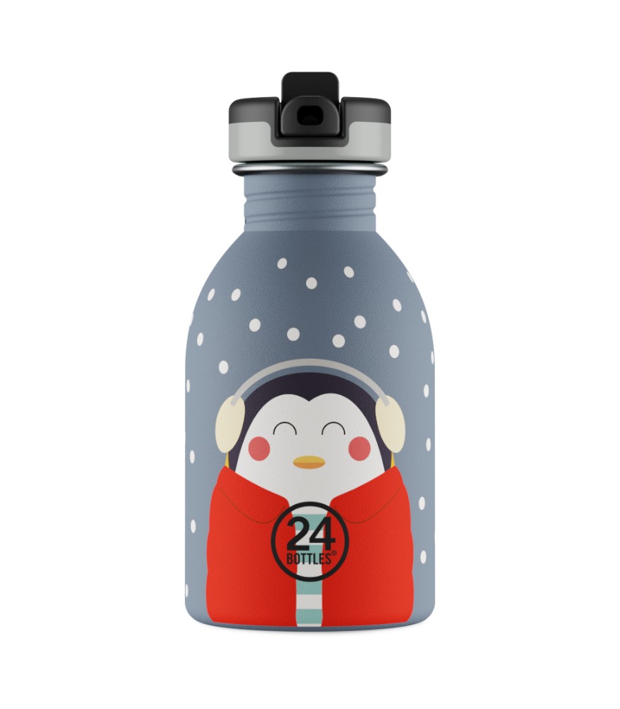 24Bottles Kids Bottle Paslanmaz &Ccedil;elik &Ccedil;ocuk Su Matarası (250 ml) // Happy Penguin