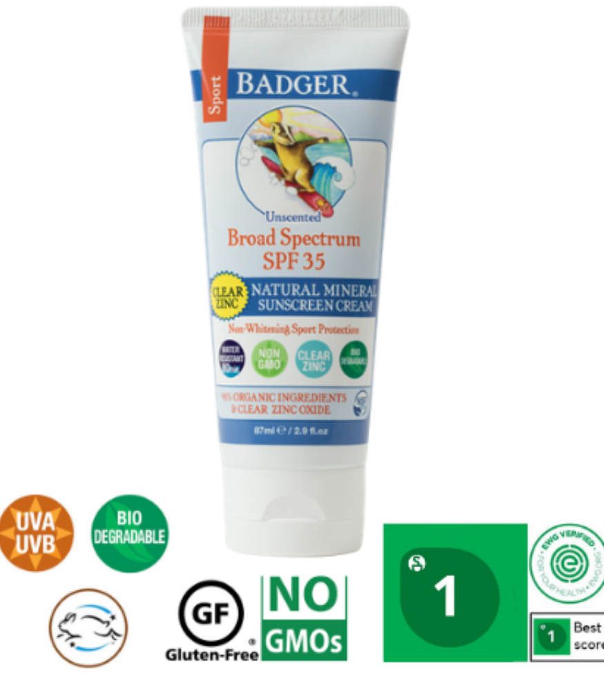 Badger Clear Zinc Çocuk Kolay Sürülüm Güneş Kremi (SPF40