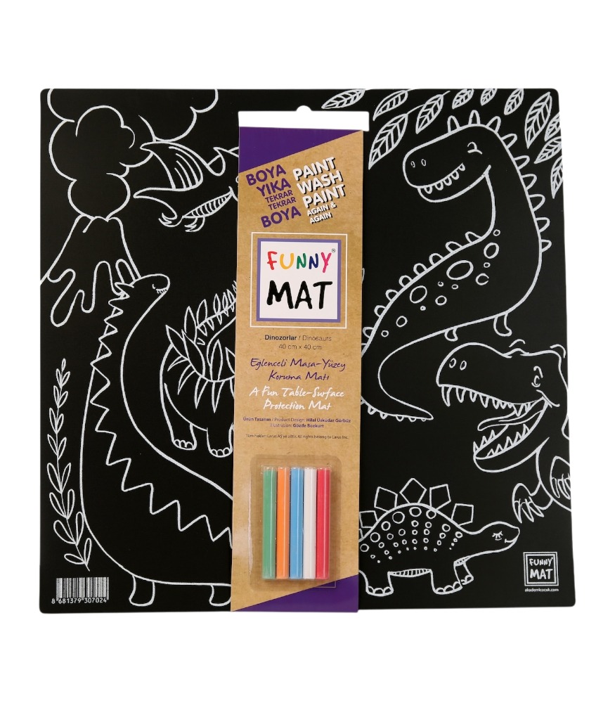 Funny Mat Black (Tebeşirli) // Dinozorlar