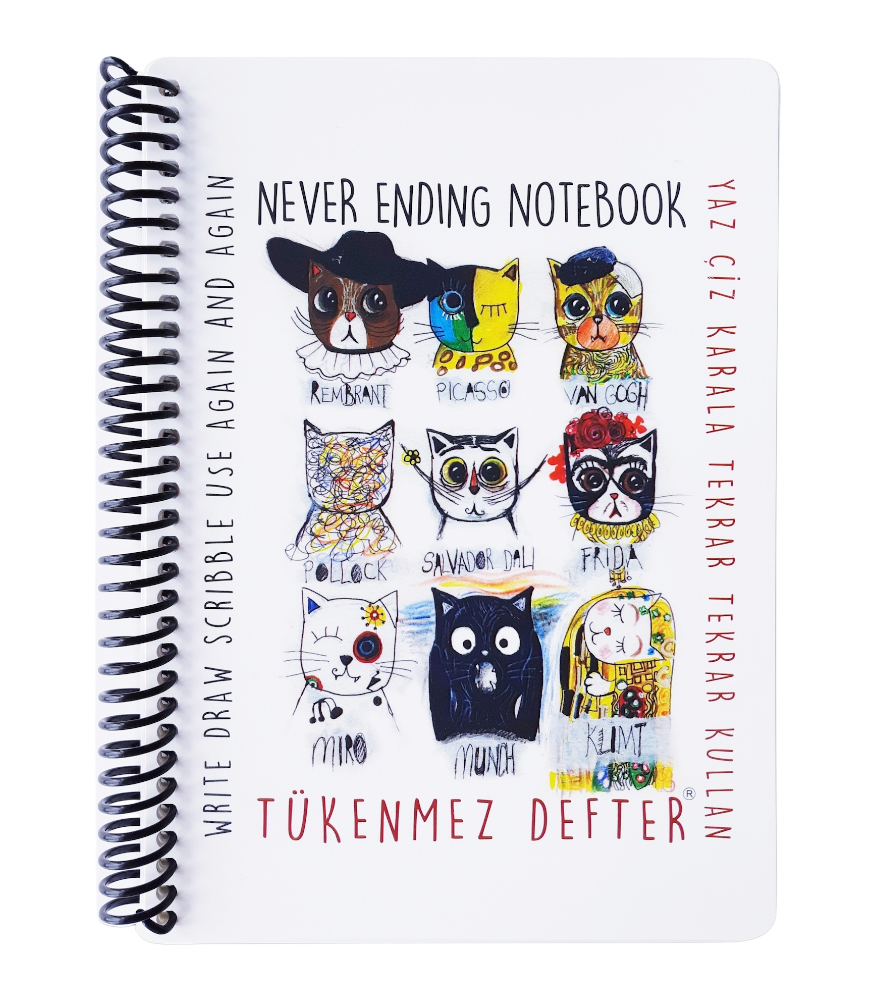 Tükenmez Not Defteri (15x21 cm) // Ressam Kediler