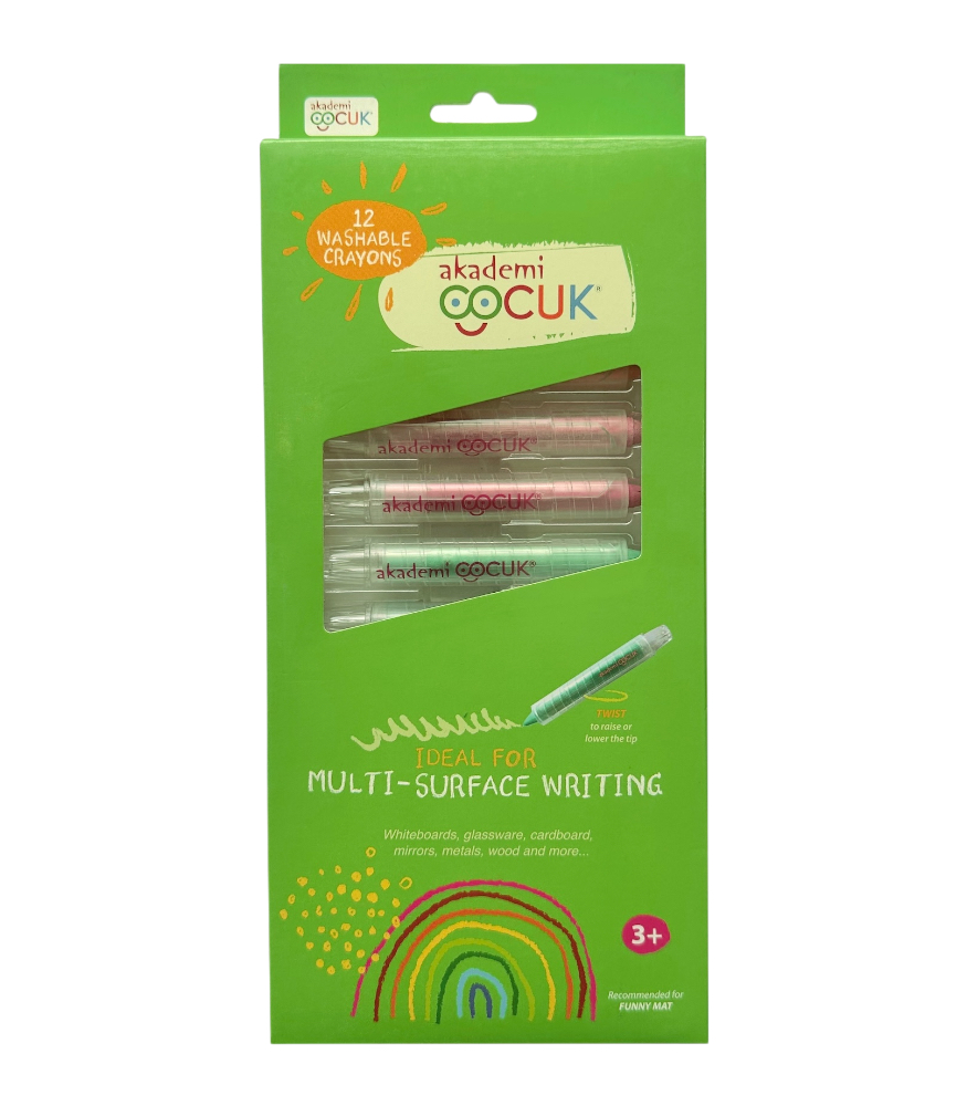 Akademi Çocuk Yıkanabilir Tebeşir Crayon (12 Adet)