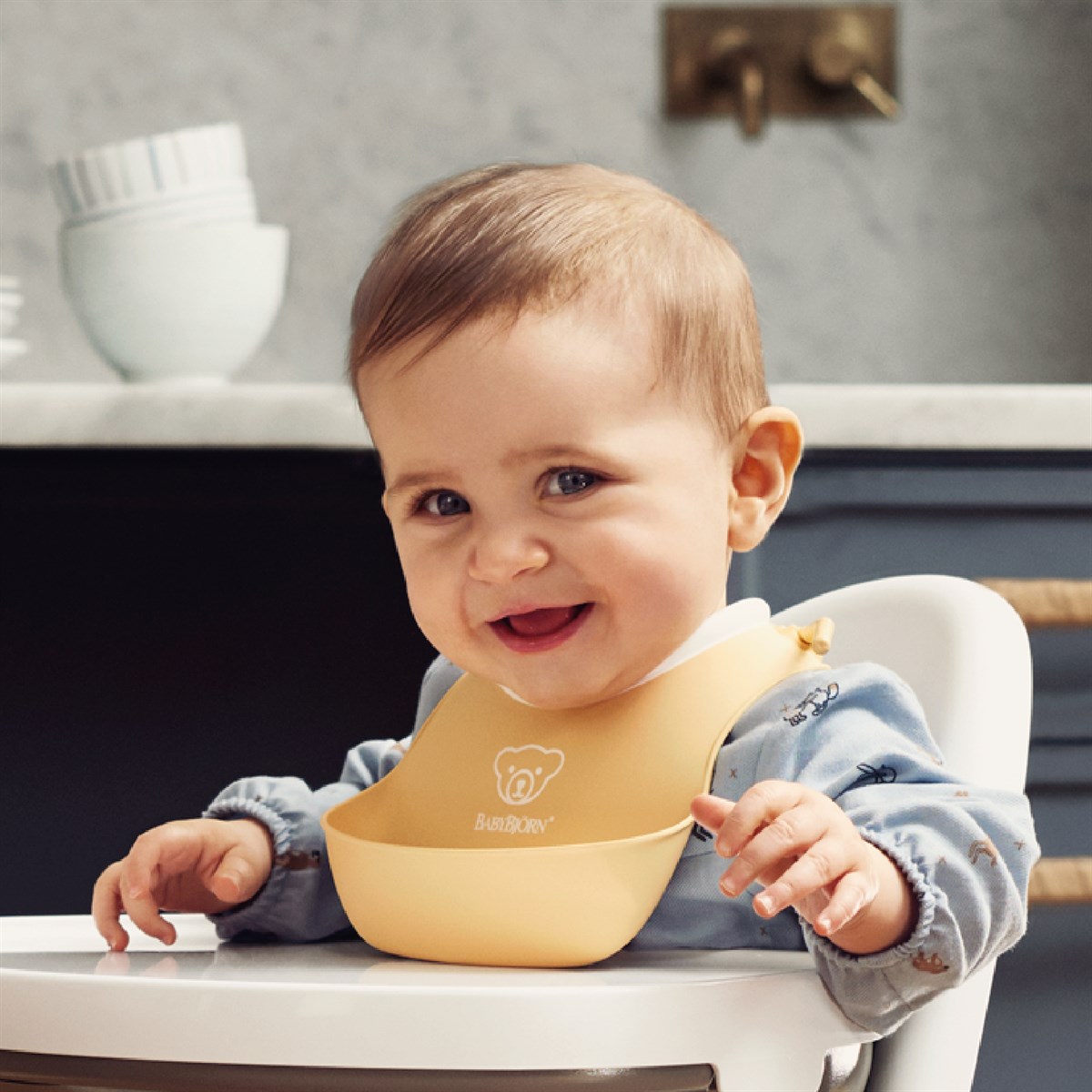 BabyBjörn Yumuşak Plastik Mini Mama Önlüğü Seti // Powder Yellow & Green