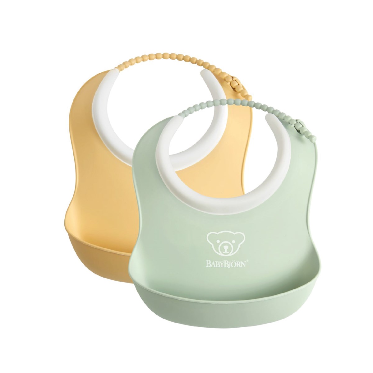 BabyBjörn Yumuşak Plastik Mini Mama Önlüğü Seti // Powder Yellow & Green