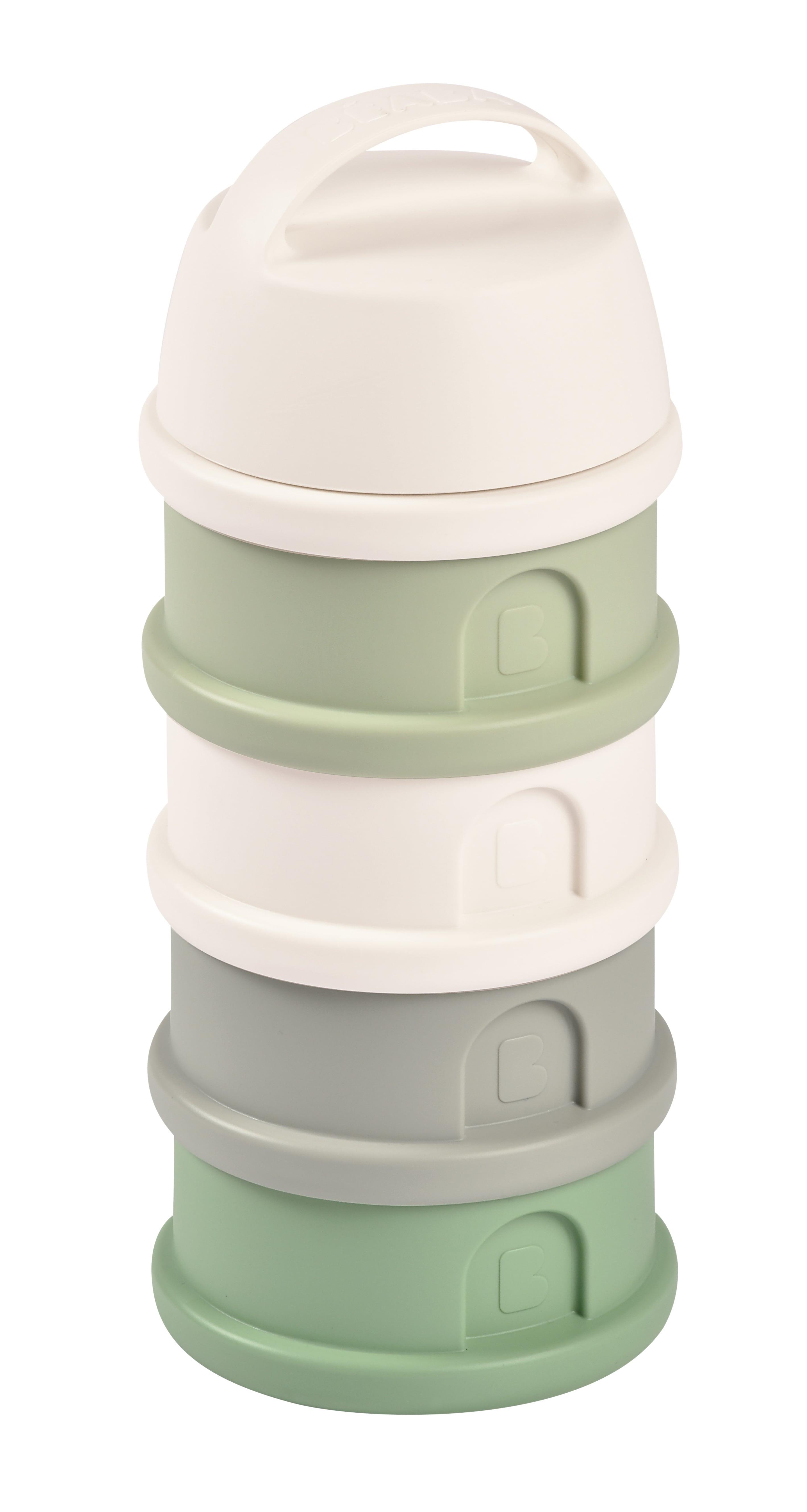 Beaba S&uuml;t Tozu Kutusu ve Atıştırmalık Kap Seti // Cotton White - Sage Green