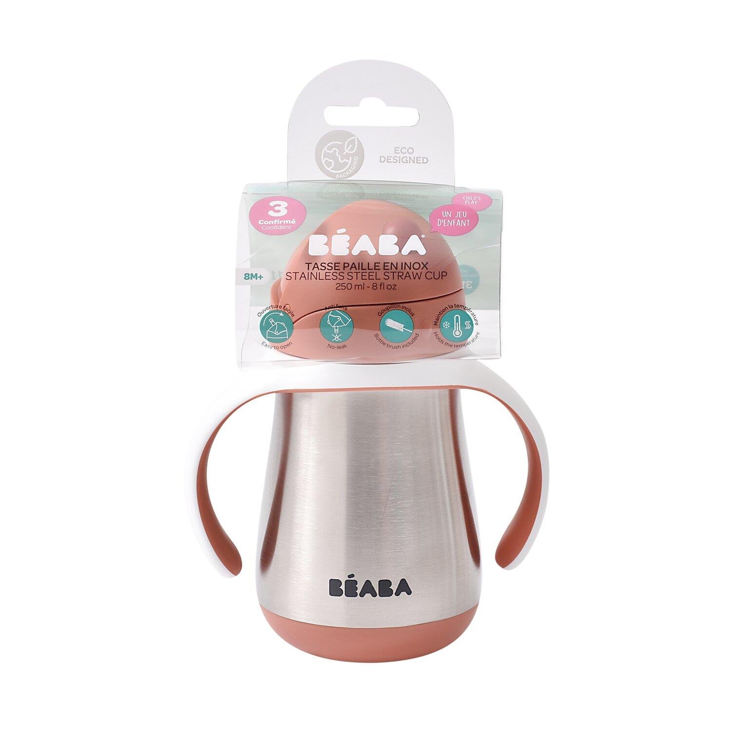 Beaba Çelik Termos Pipetli Suluk (250 ml) // Terracotta