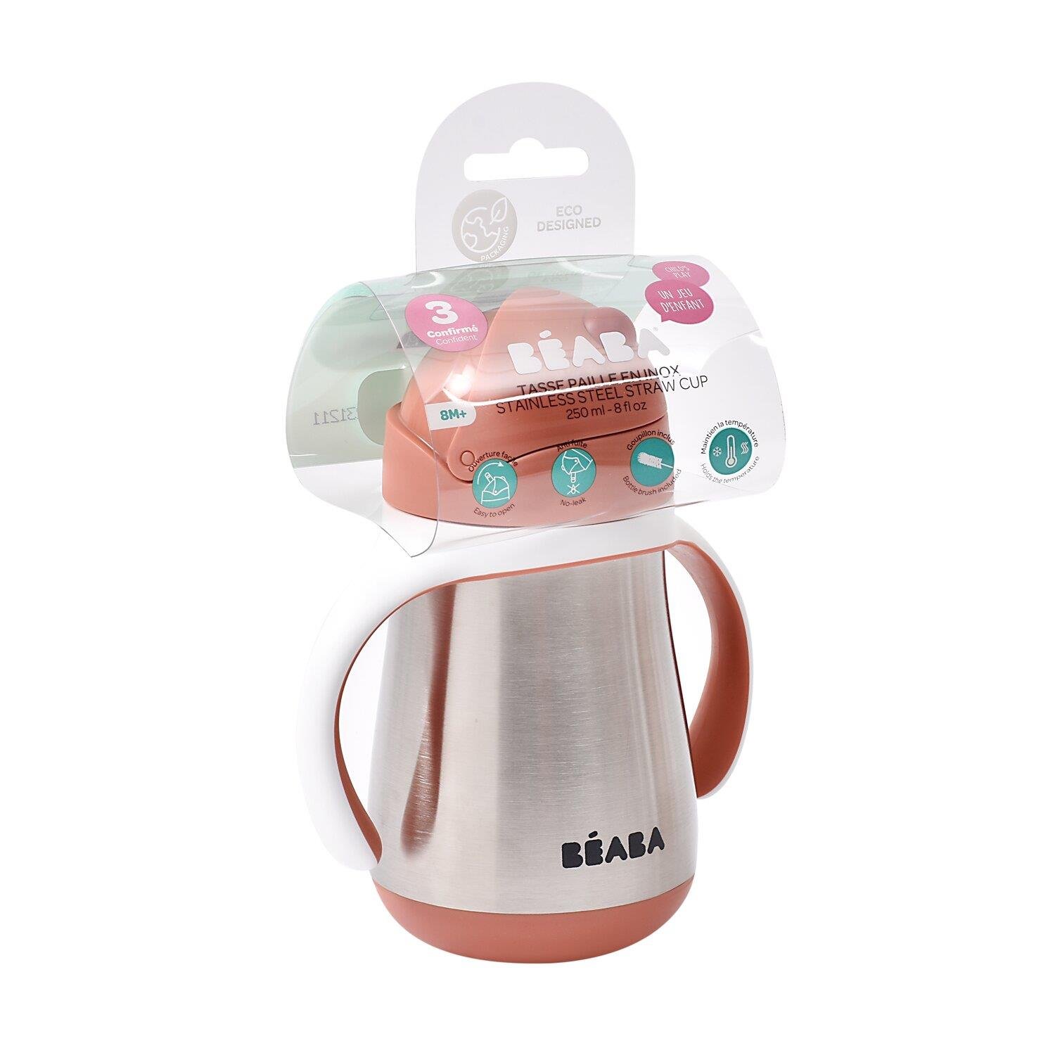 Beaba Çelik Termos Pipetli Suluk (250 ml) // Terracotta