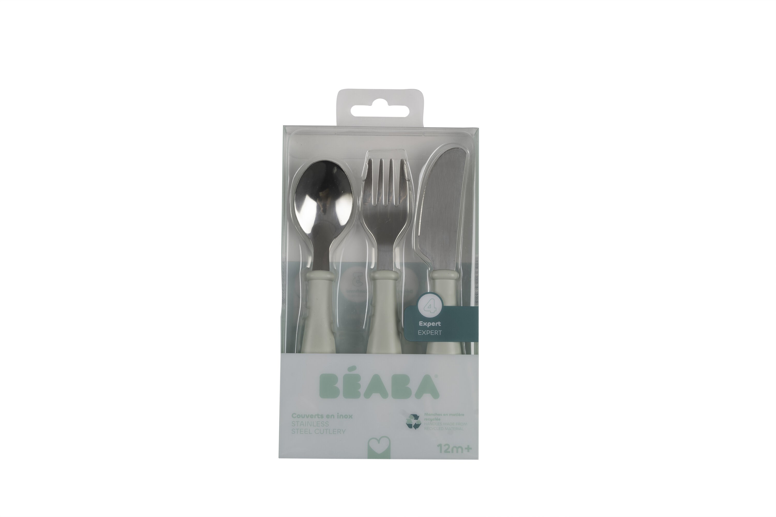 Beaba Paslanmaz &Ccedil;elik &Ccedil;atal Bı&ccedil;ak Kaşık Seti, Misty green