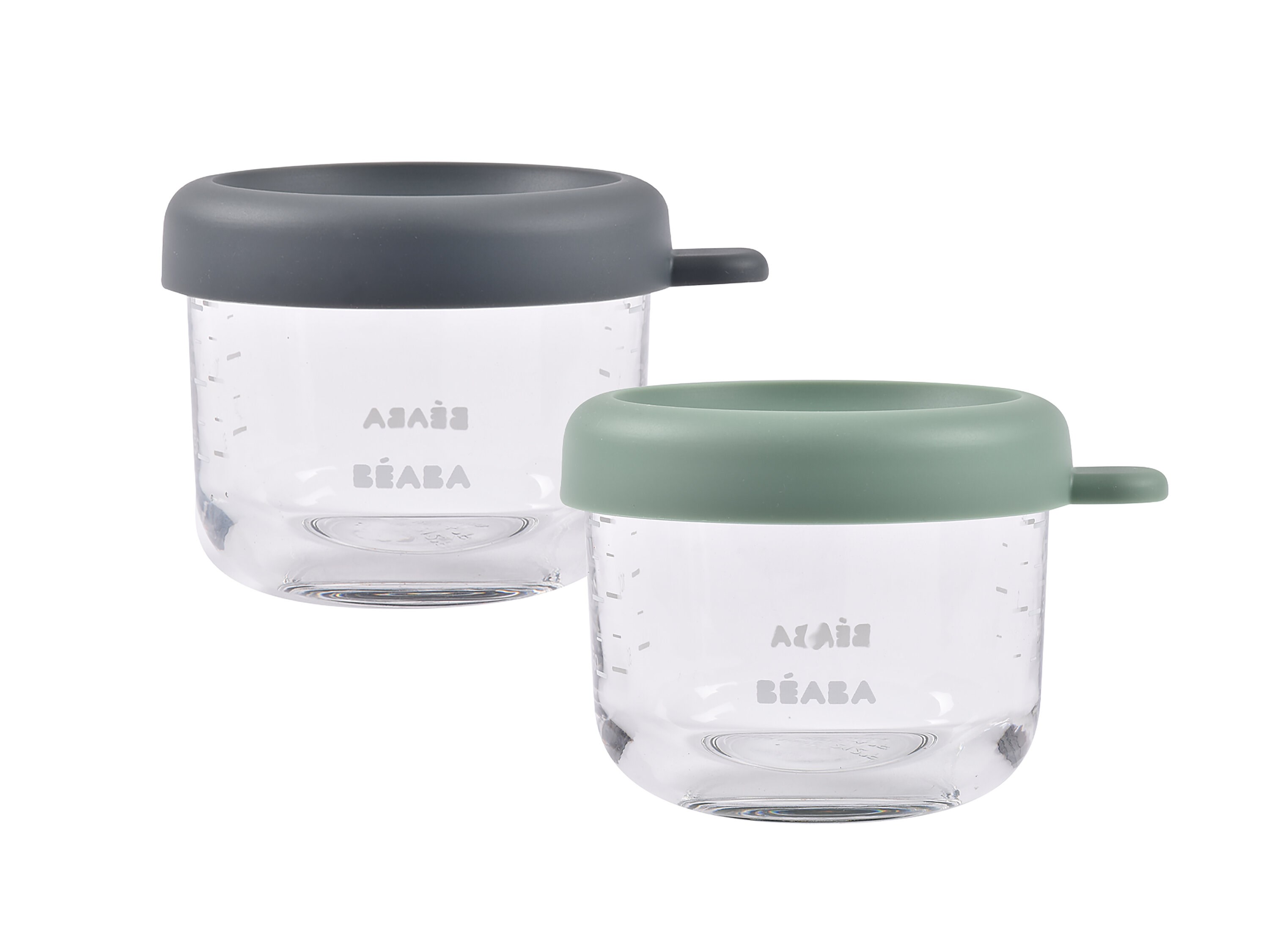 Beaba Bebek cam mama kavanozu 2li set , 150 ml Mineral / 150 ml Sage Green