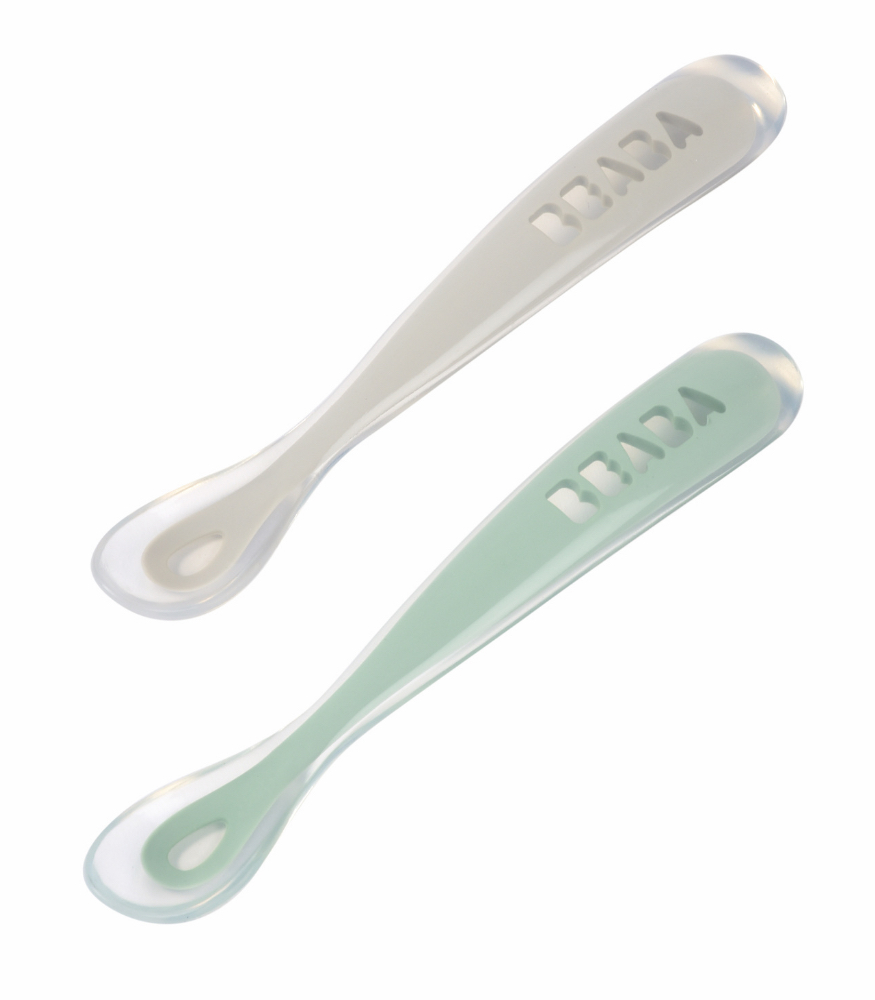 Beaba Silikon Bebek Kaşık Seti // Grey - Sage