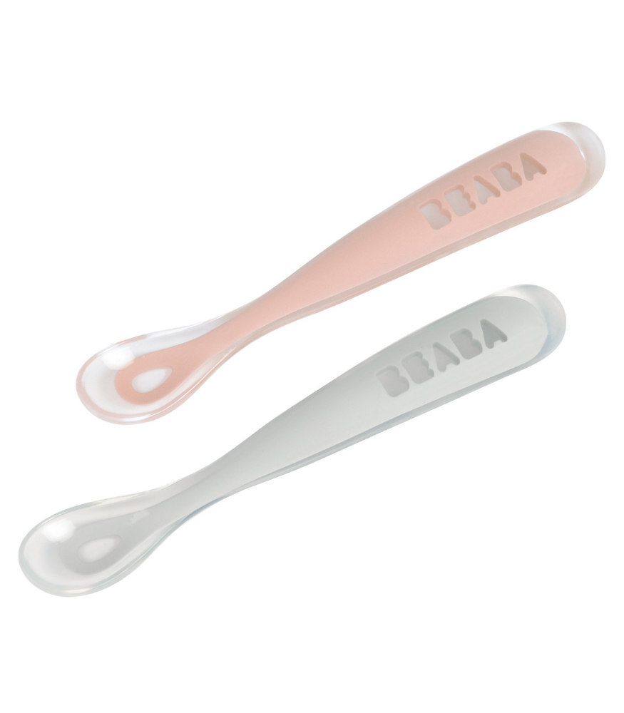 Beaba Silikon Bebek Kaşık Seti // Old Pink