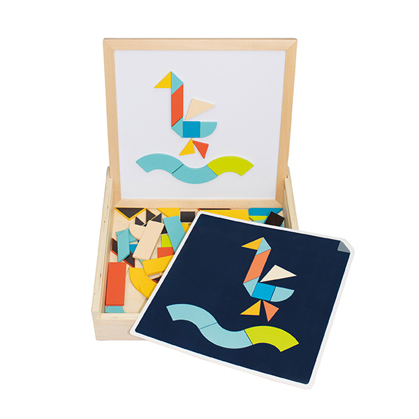 Beleduc Magnetik Tangram Oyunu (70 Ahşap Par&ccedil;a Ve 22 Etkinlik Kartları)