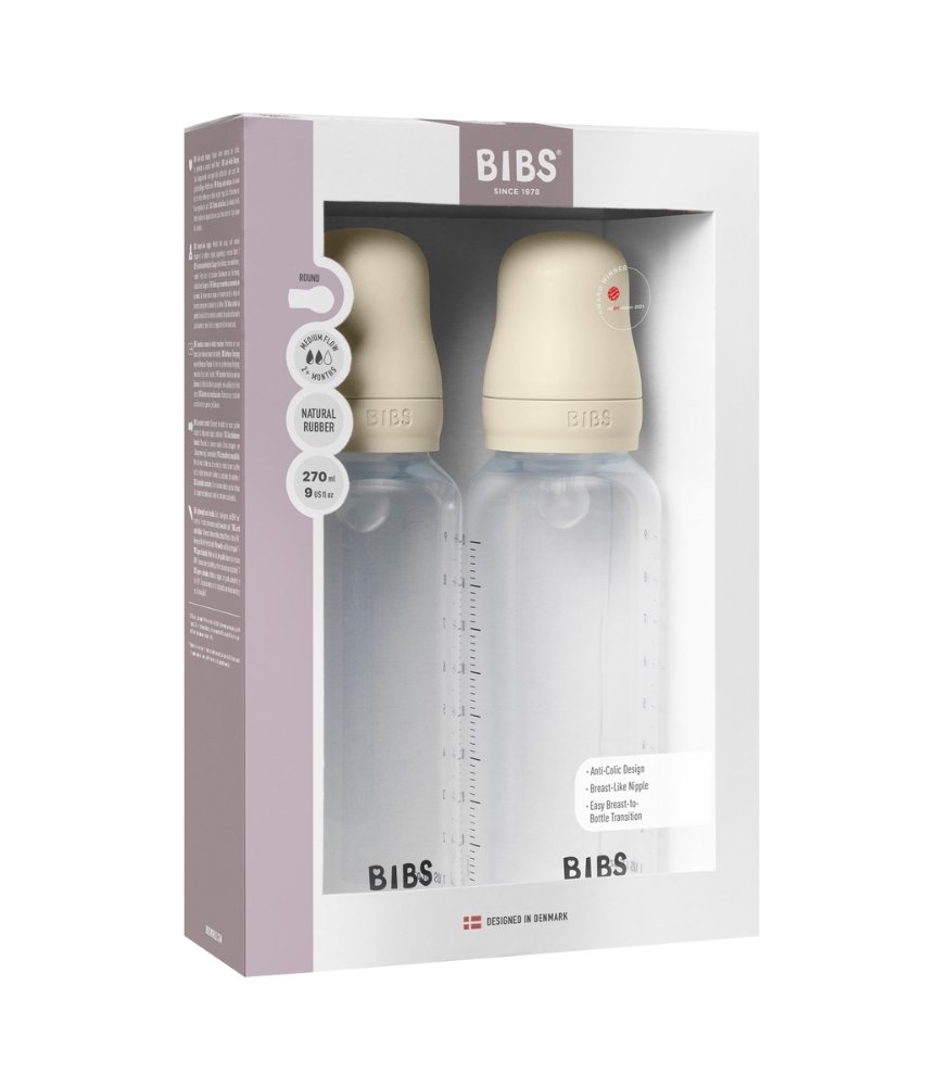 Bibs Baby PP Biberon Set (Silikon Uç) (150ml + 270 ml) // Ivory (2 Adet)
