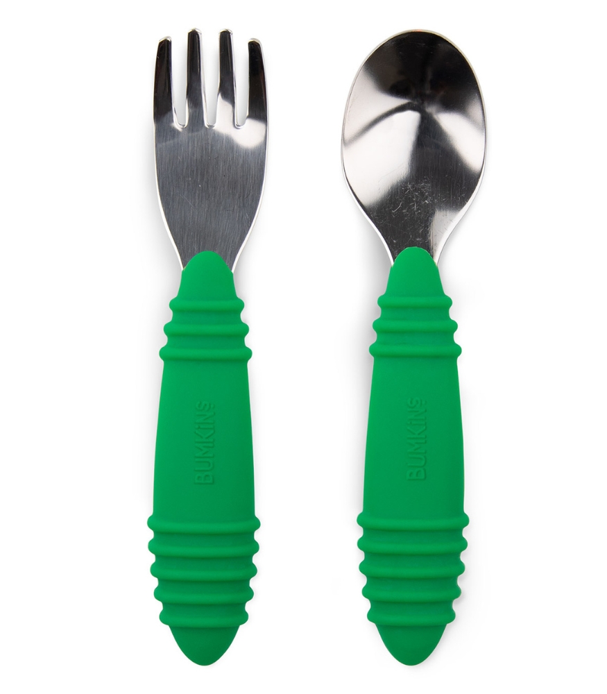 Bumkins Paslanmaz &Ccedil;elik &Ccedil;atal Kaşık Set // Jade