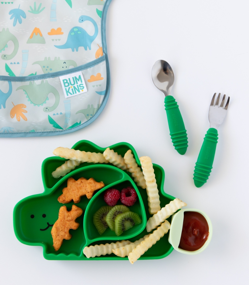 Bumkins Paslanmaz &Ccedil;elik &Ccedil;atal Kaşık Set // Jade