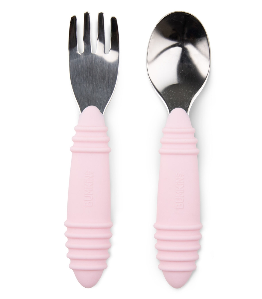 Bumkins Paslanmaz Çelik Çatal Kaşık Set // Pink