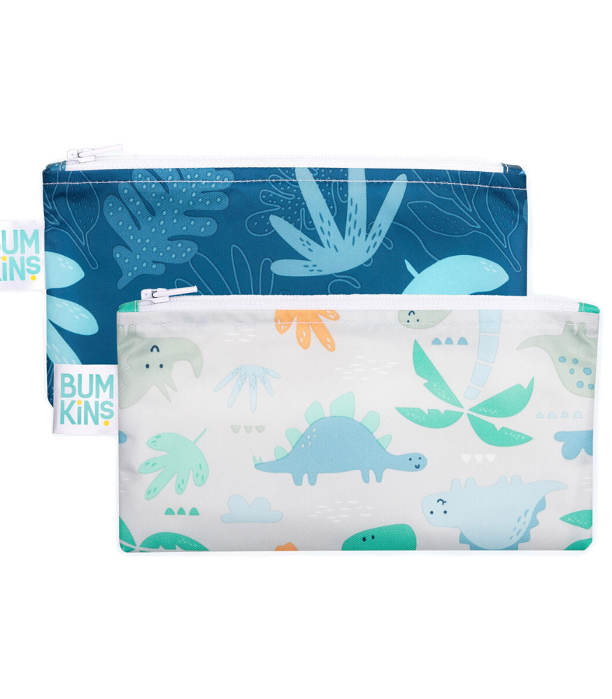 Bumkins Atıştırma Çantası - Küçük (2 Adet) // Dinasour - Blue Tropic