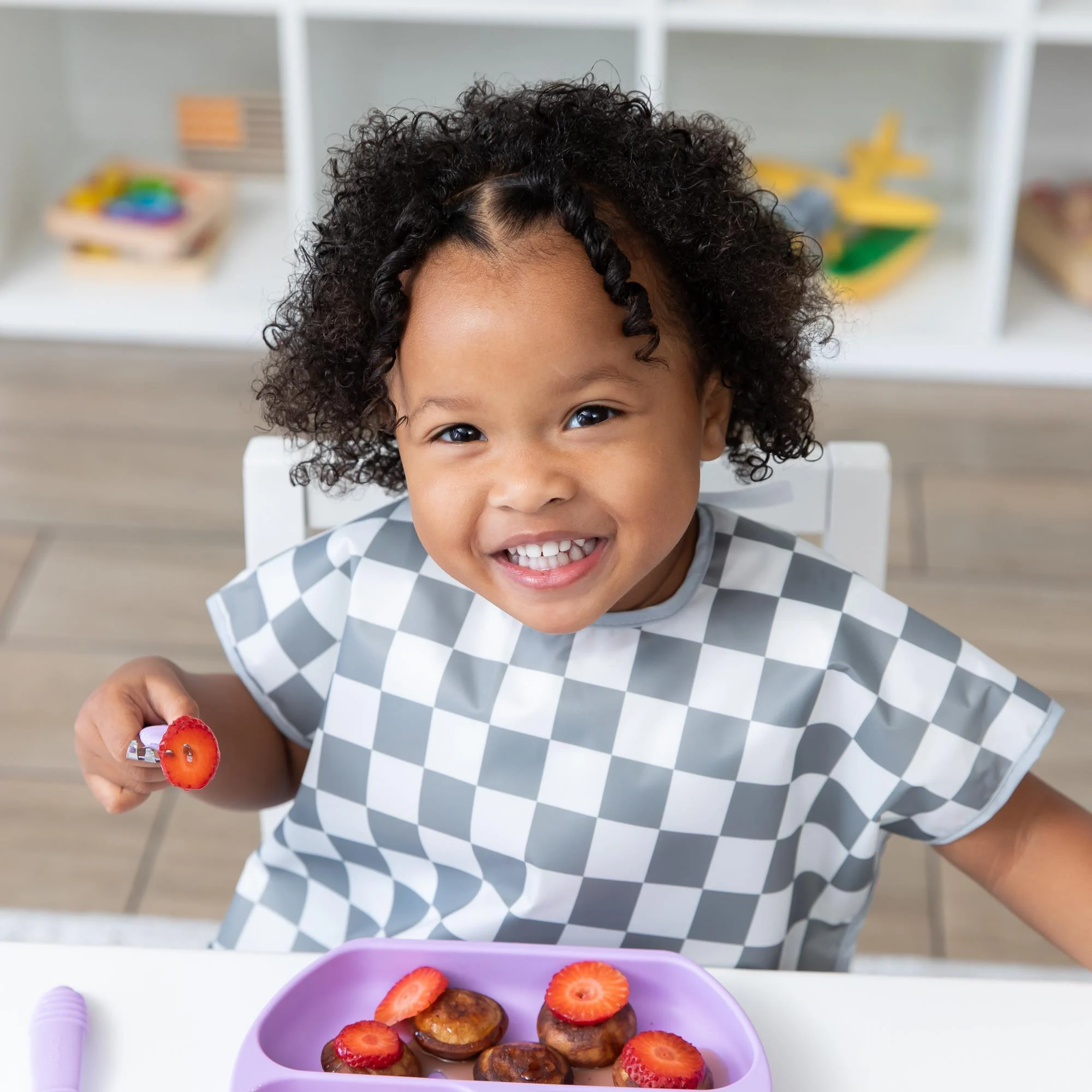 Bumkins Junior Bib Kısa Kollu &Ouml;nl&uuml;k // Charcoal Check