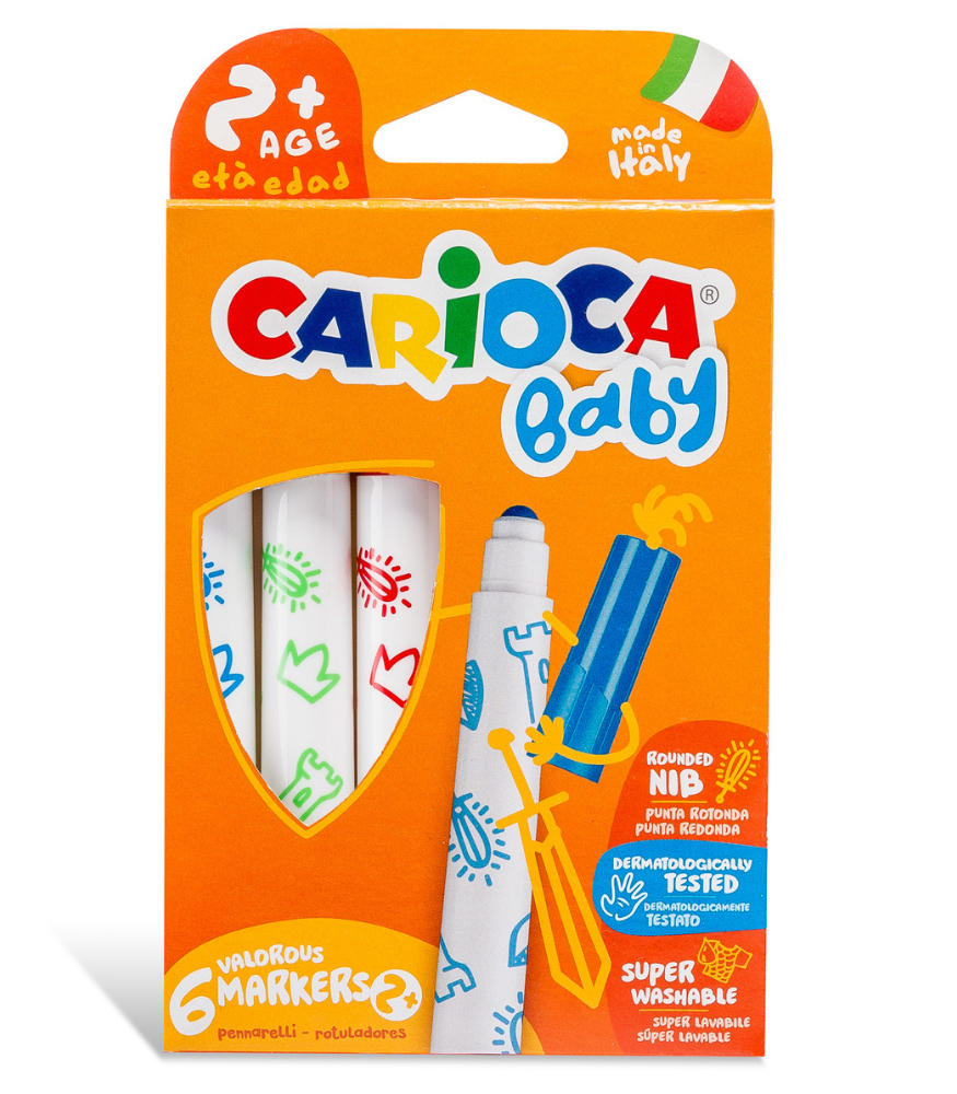 Carioca Jumbo Bebek Süper Yıkanabilir Keçeli Boya Kalemi (6 Renk)