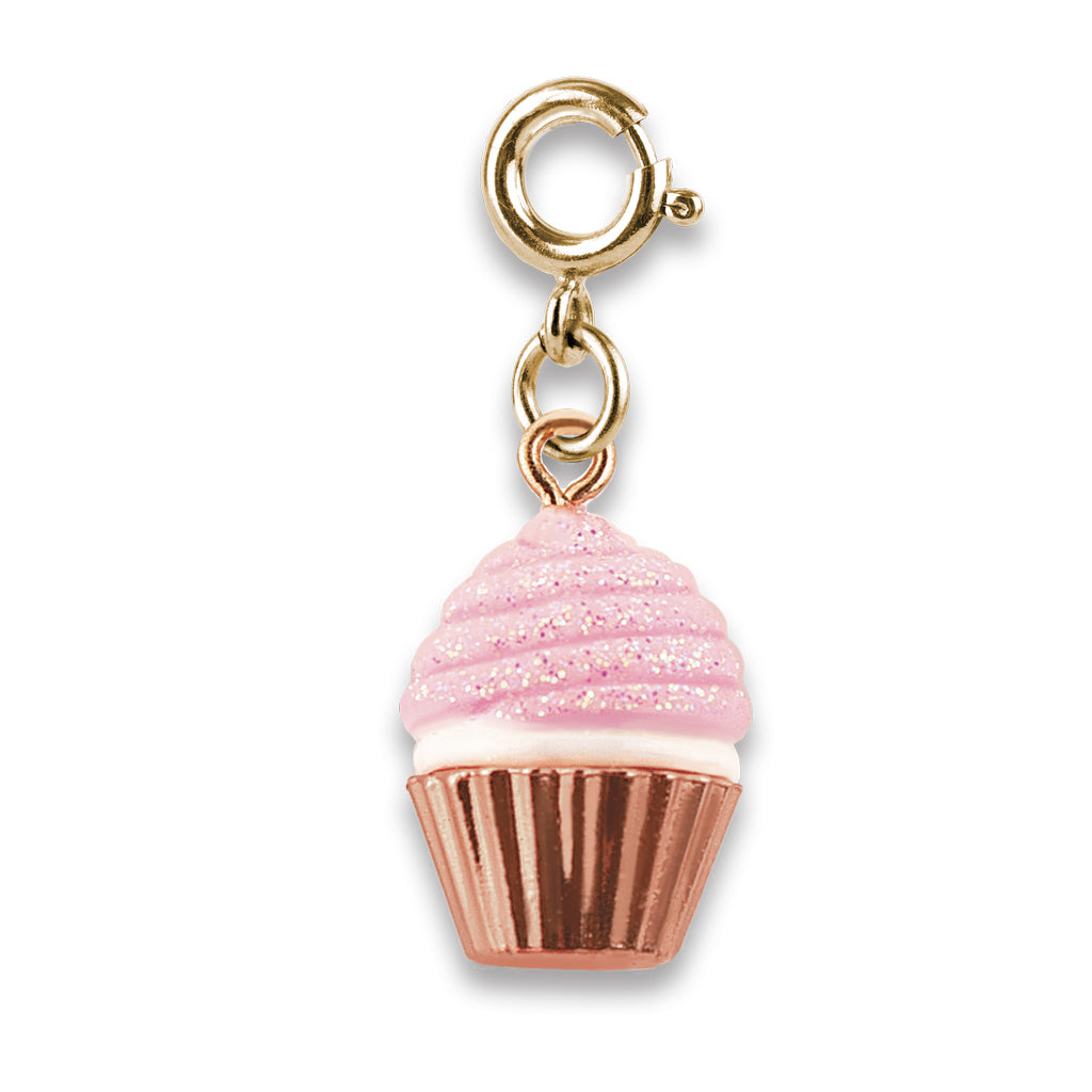 Charm It! Kolye & Bileklik Charm // Gold Pink Glitter Cupcake