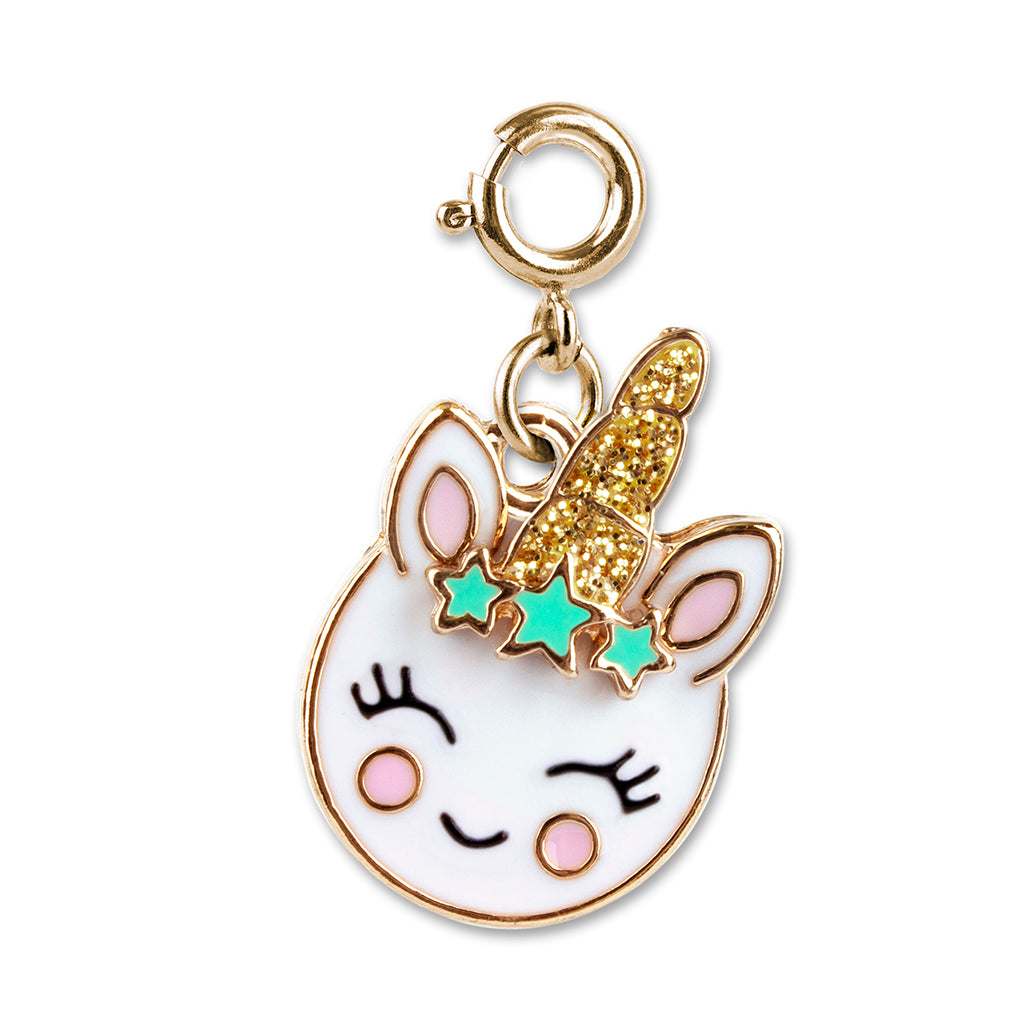 Charm It! Kolye & Bileklik Charm // Gold Unicorn Smiley